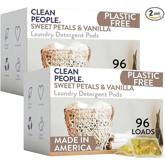 Clean People Laundry Detergent Pods - Clean Ingredients, Ultra-Concentrated - Sweet Petals, 192 Pack