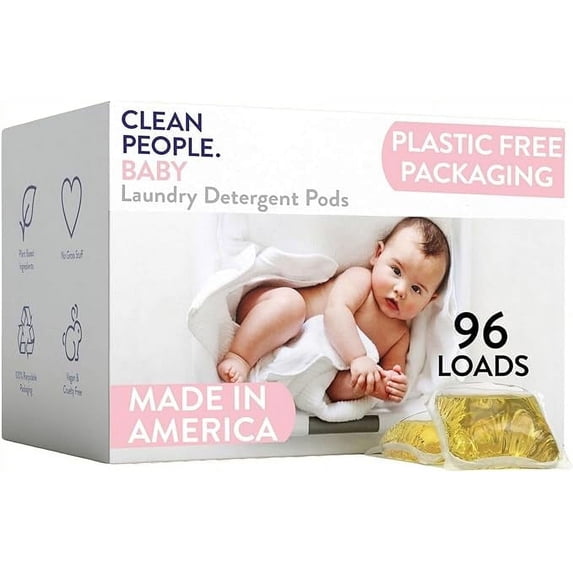 Clean People Laundry Detergent Pods - Unscented - Clean Ingredients, Ultra Gentle - Baby, 96 Pack