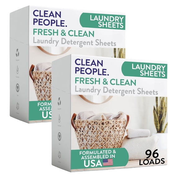 Clean People Laundry Detergent Sheets - Clean Ingredients, No Plastic Jug - Fresh Scent, 192 Pack