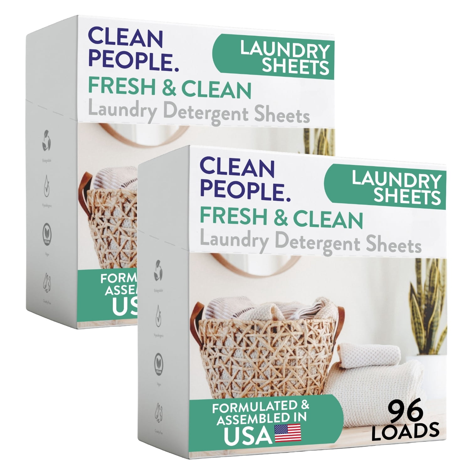 Clean People Laundry Detergent Sheets, Fresh Scent, 192 Pack ...