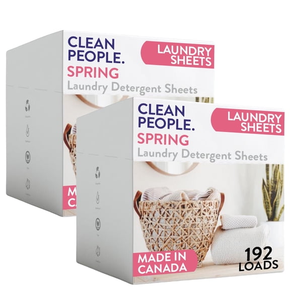 The Clean People Laundry Detergent Sheets - Hypoallergenic Laundry Soap - Ultra Concentrated, Recyclable Packaging, Stain Fighting - Spring Scent, 384 Pack
