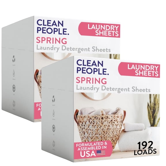 The Clean People Laundry Detergent Sheets - Hypoallergenic Laundry Soap - Ultra Concentrated, Recyclable Packaging, Stain Fighting - Spring Scent, 384 Pack