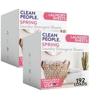 The Clean People Laundry Detergent Sheets - Hypoallergenic Laundry Soap - Ultra Concentrated, Recyclable Packaging, Stain Fighting - Spring Scent, 384 Pack