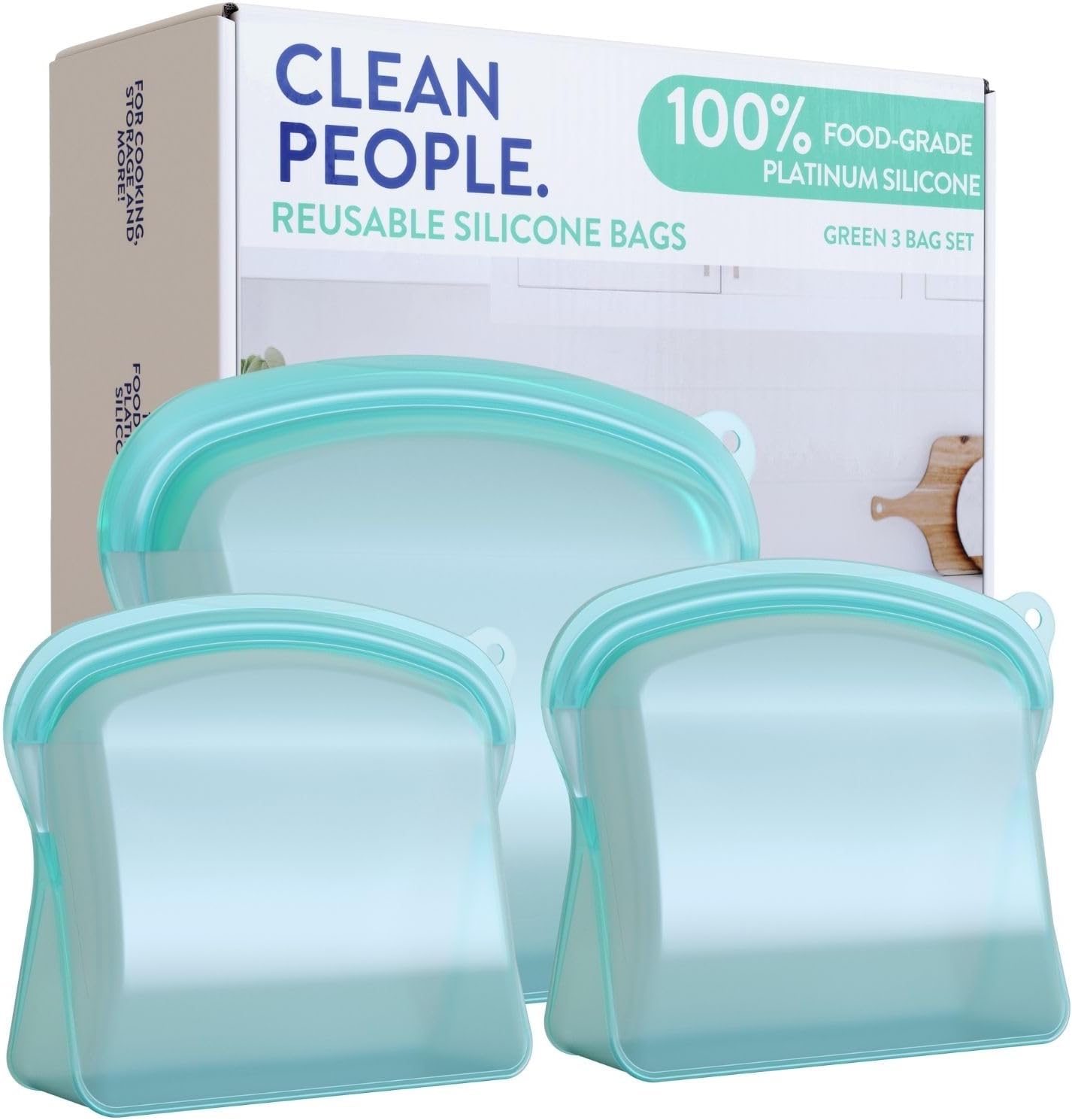 Clean People Reusable Silicone Storage Bag EcoFriendly Food Grade