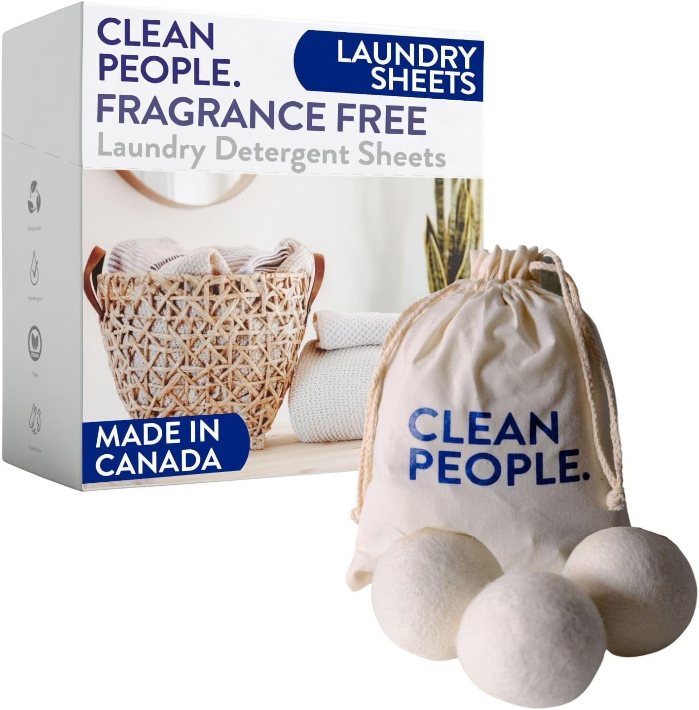 Clean People Ultra Concentrated Laundry Detergent Strips Fragrance Free & 100 New Zealand Wool