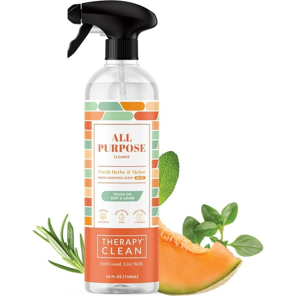 Clean All Purpose Cleaning Spray - Fresh Herbs & Melon 24 fl. oz - 100% Natural Scent, Kitchen Surface Counter, Surface Cleaner, Non Toxic All Purpose Cleaner Spray