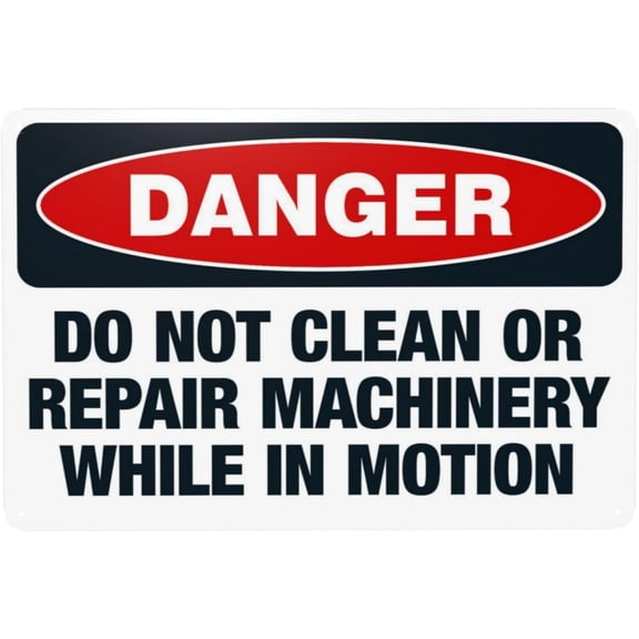 Do Not Clean Or Repair Machinery While In Motion Warning Sign, Security Safety Metal Signs, Vintage Caution Poster Wall Decor for Business Office Home Street Road Custom Use 12 x 8 Inch