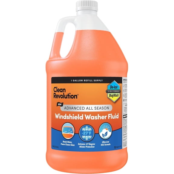 Clean Revolution Advanced All Season Windshield Washer Fluid Ultra Low VOC Formula - Extreme -27°F Winter Protection - Made in USA