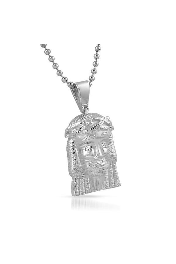 Clean Rhodium Micro Jesus Piece Pendant