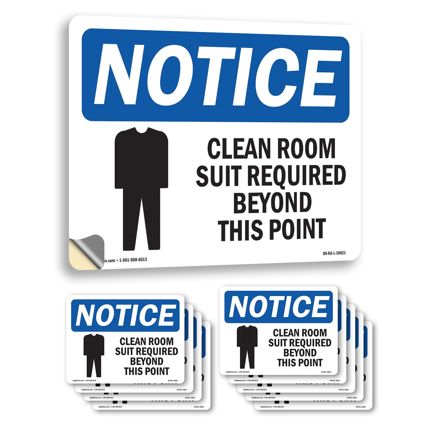 Clean Room Suit Required Beyond With Symbol OSHA Notice Vinyl Decal
