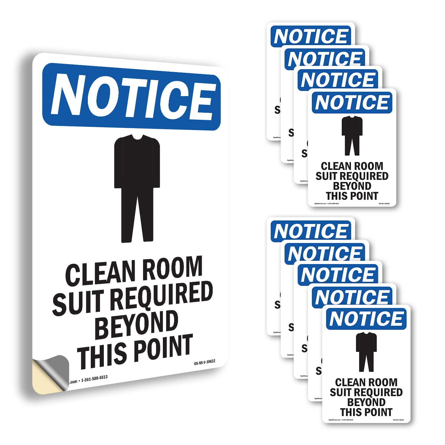 Room Required Clean Room Suit Required With Symbol OSHA Notice Vinyl Decal Label 24 ...