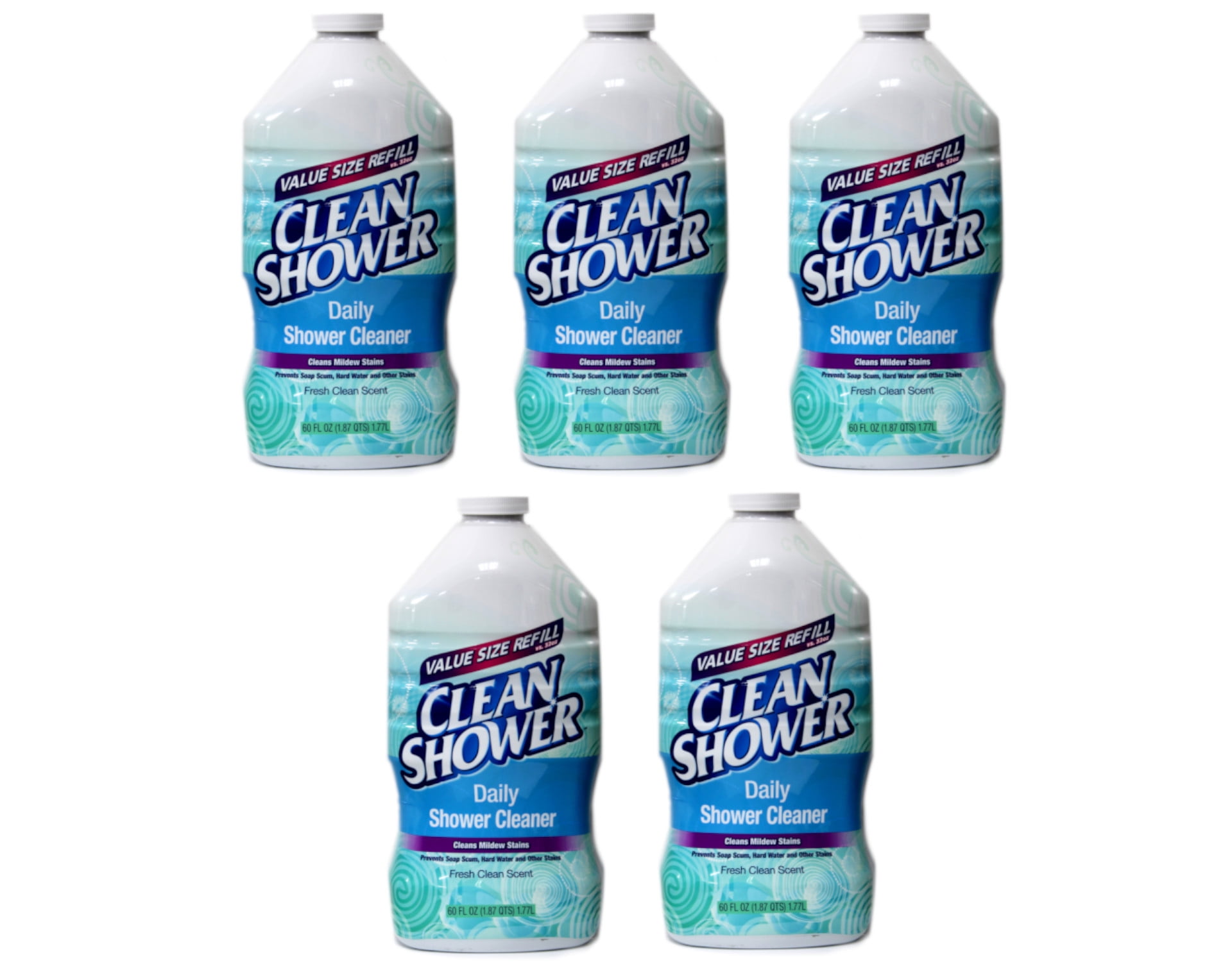 Clean Shower Daily Shower Cleaner Refill, 60 fl oz Pack of 5