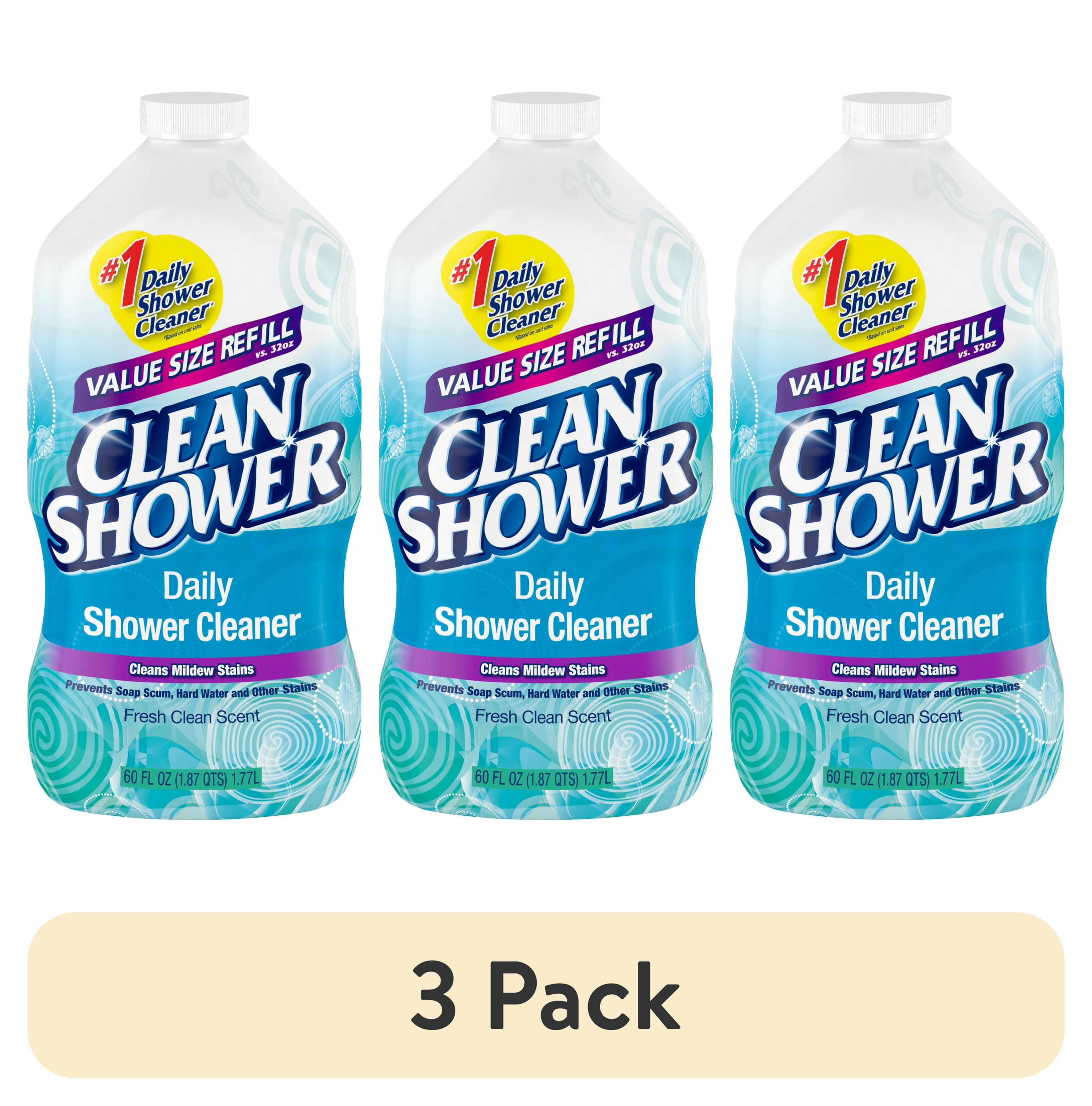 (3 pack) Clean Shower Daily Shower Cleaner Refill, Fresh Clean Scent 60