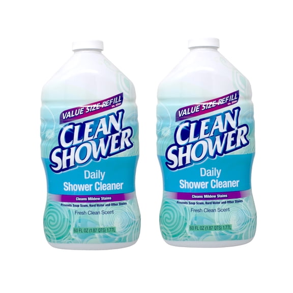 Clean Shower Daily Shower Cleaner Refill, Fresh Clean Scent, Mildew Stain Remover, 60 fl oz Bottle (Pack of 2)