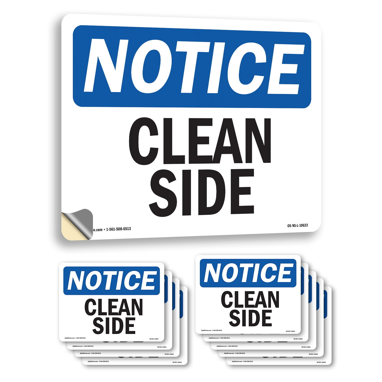 Clean Side OSHA Notice Vinyl Decal Label 10 Inch x 7 Inch - 10 Pack ...