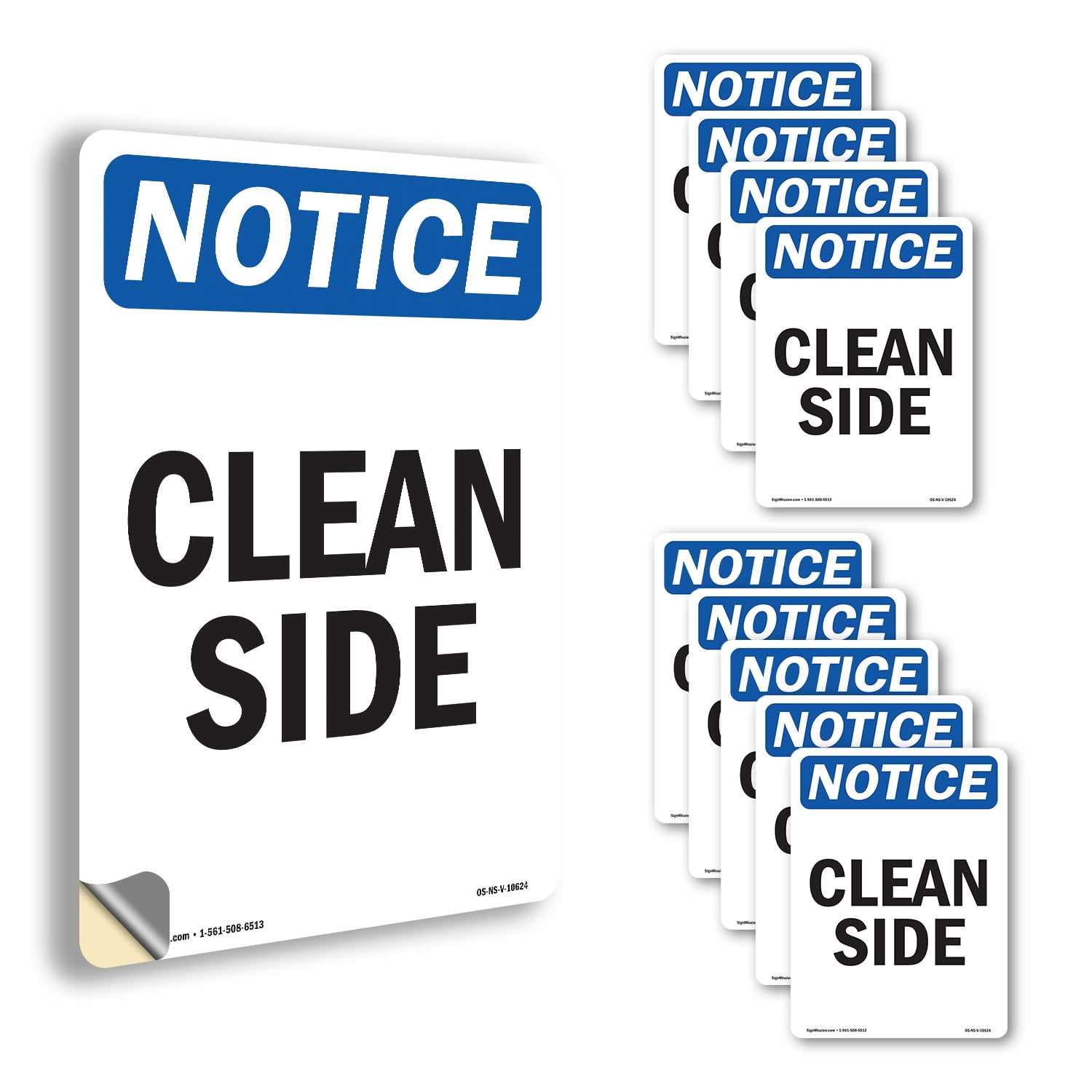 Clean Side OSHA Notice Vinyl Decal Label 18 Inch x 12 Inch - 10 Pack ...