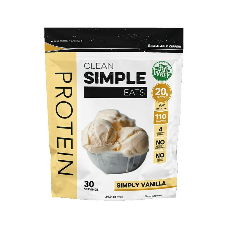 Clean Simple Eats Simply Vanilla Protein Powder, Grass-Fed Whey