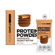 Clean Simple Eats Whey Protein Powder, Chocolate Peanut Butter, Gluten Free, Zero Added Sugars, No Artificial Ingredients, 20g Protein, 10 Count