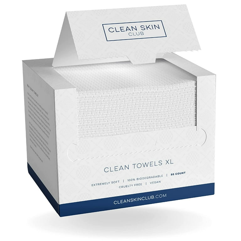 Clean Skin Club Clean Towels XL, USDA Certified 100‪%‬ Biobased  Dermatologist Approved Face Towel, Disposable Face Towelette, Facial  Washcloth, Makeup Remover Dry Wipes, Ultra Soft, 300 count, 6 pack 