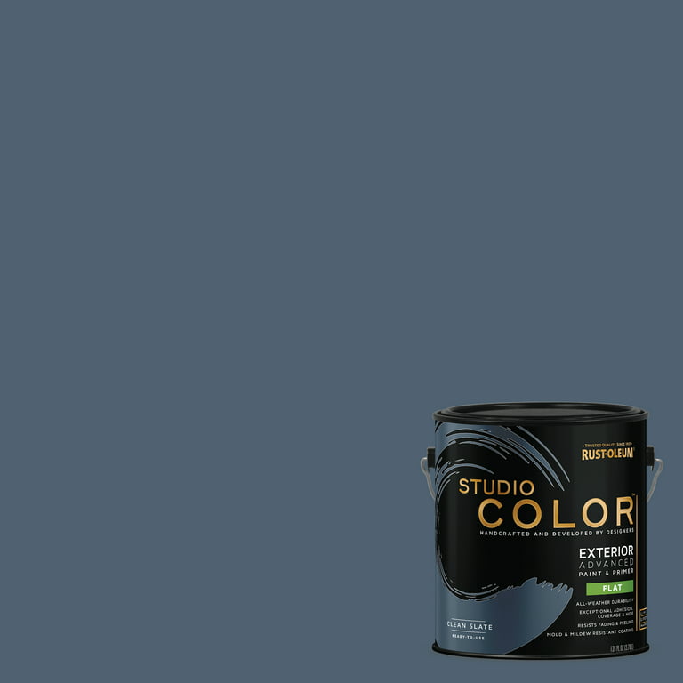 Clean Slate, Rust-Oleum Studio Color Advanced Paint + Primer Exterior  Flat-377750, Gallon 