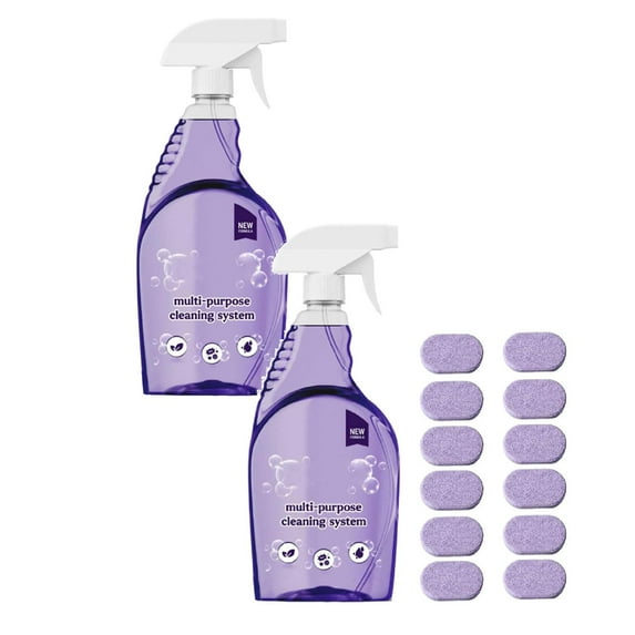 Clean Spray Cleaner for Ovens All-Purpose Cleaning Spray, Solution For Every Stain, MultiSurface Cleaner for Home, Kitchen, Bathroom(12Tablet+2 Bottle)
