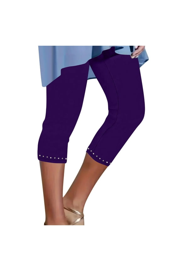 Clean Summer Capris Pants For Women,Women's Yoga Capris Leggings Elastic High Waist Pant Tummy Control Sweatpants Comfort Dressy Joggers Capri Pants Workout Sport Yoga With Diamond