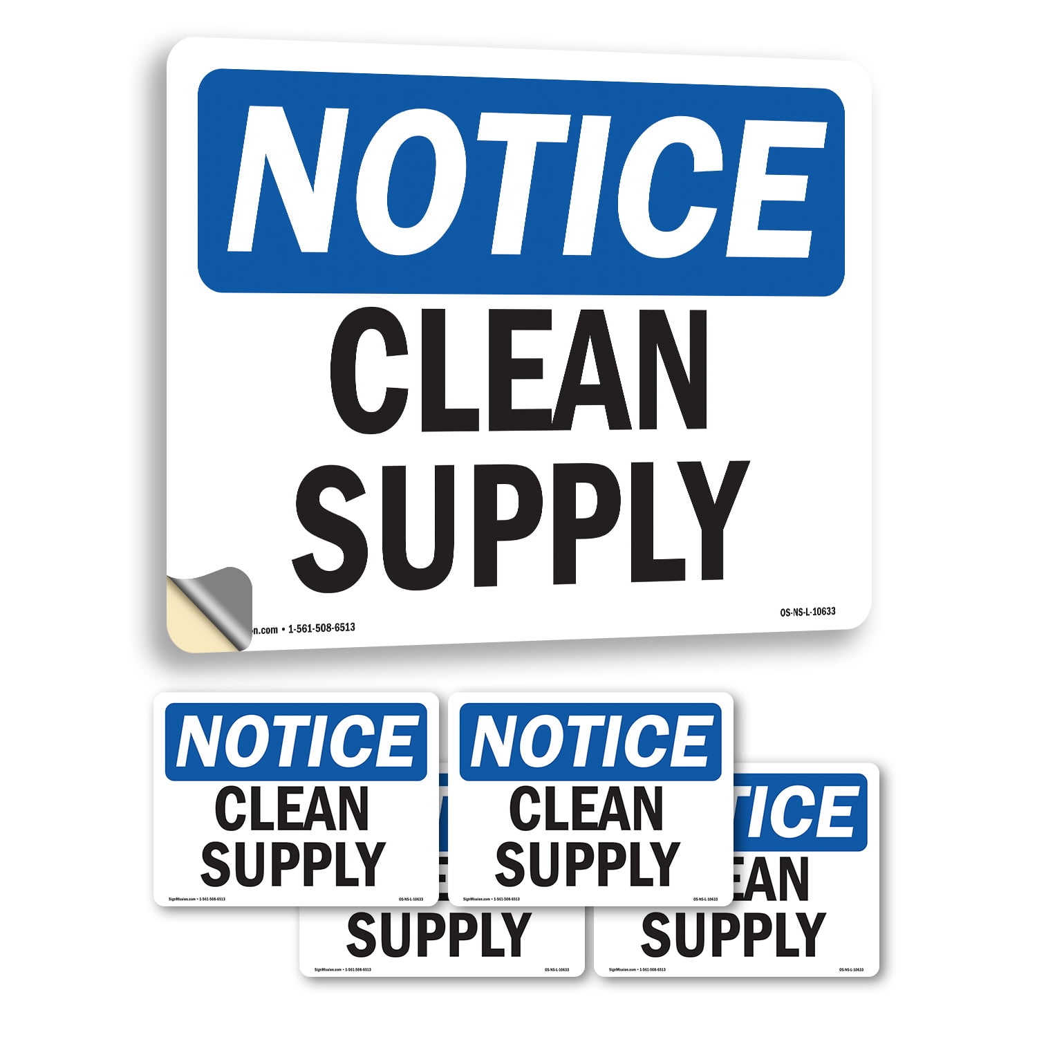 Clean Supply OSHA Notice Vinyl Decal Label 18 Inch x 12 Inch - 5 Pack ...