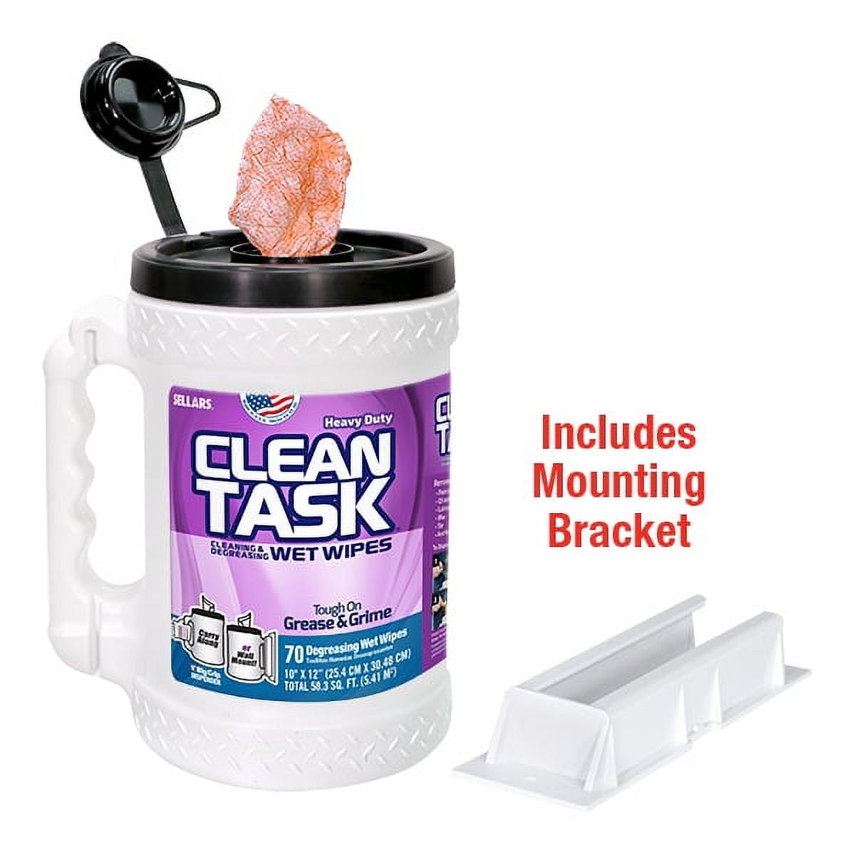 Wet Task Container SELLARS 90153 CLEAN TASK™ CLEANING & DEGREASING WET WIPE DISPENSER – 70 ...