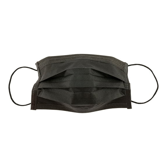 Clean Tek Black Disposable Earloop Face Mask - 3-Layer Filtration - 7" x 3 3/4" - 1000 count box