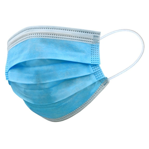Clean Tek Blue Disposable Earloop Protective Face Mask - Level 2, 3-Layer Filtration - 7" x 3 3/4" - 2000 count box
