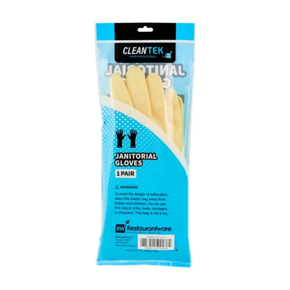 Clean Tek Professional Yellow Large Latex Gloves - 22 mil - 13" x 4 1/2" - Pair - 10 count box