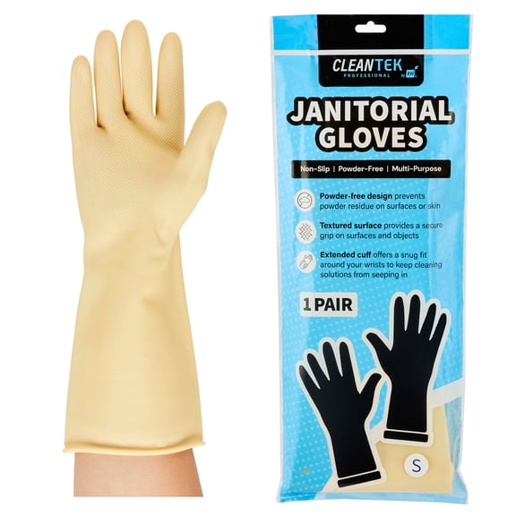 Clean Tek Professional Yellow Small Latex Gloves - 22 mil - 13" x 4 1/4" - Pair - 10 count box