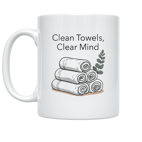 Clean Towels Clear Mind Bath - Spa Lover - 11 oz Ceramic Coffee Mug