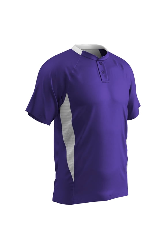 Clean-Up 2-Button Baseball Jersey, Adult Large, Purple with White Highlights