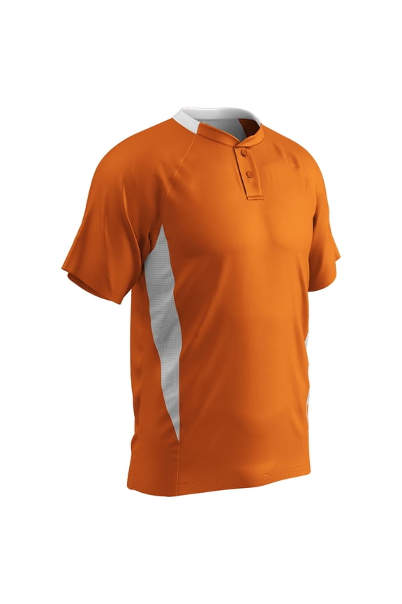 Clean-Up 2-Button Baseball Jersey, Youth X-Large, Orange with White Highlights