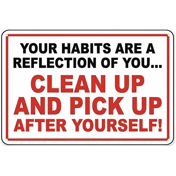 Clean Up And Pick Up After Yourself Sign, 8"x12" Aluminum Tin Warning Sign, Home Outdoor Garden Hygiene Sign