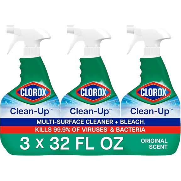 Clean-Up Multi Surface Cleaner Bleach Spray, Original, All Purpose Cleaning Spray Bottle, Mold and Mildew Cleaner, 32 Fl Oz., Pack of 3