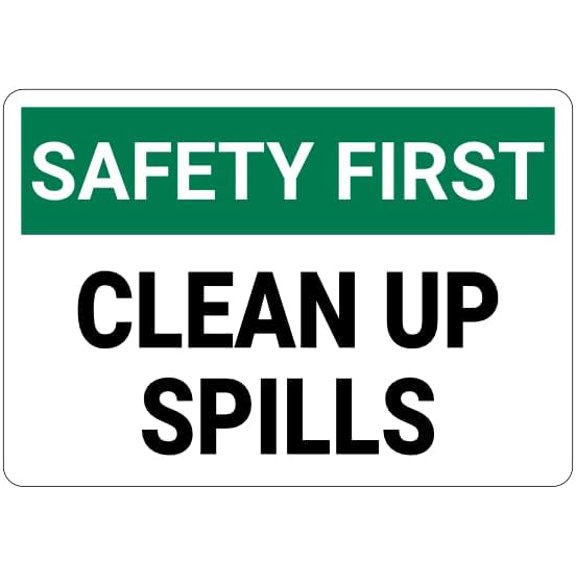 Clean Up Spills Safety First Sign Metal Sign 8x12 Inch for Security Use