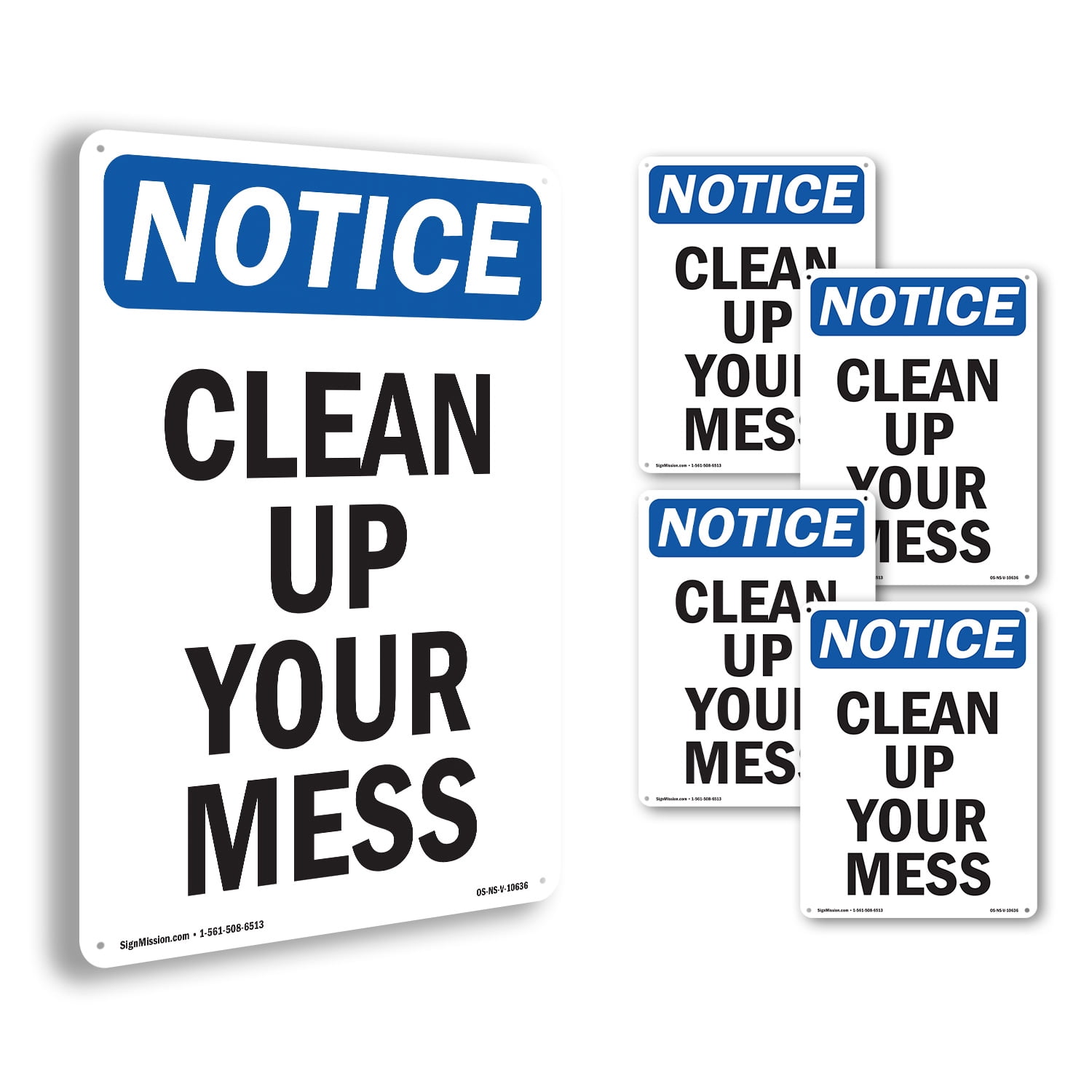 Clean Up Your Mess OSHA Notice Aluminum Sign 10 Inch x 7 Inch - 5 Pack ...