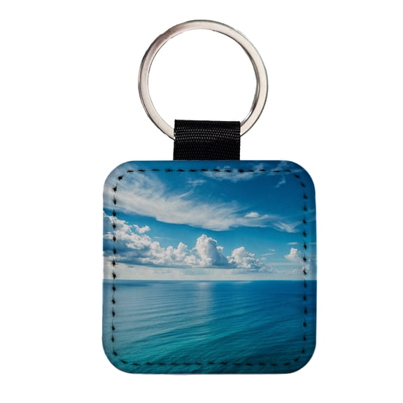 Clean View Just Sea Sky Ocean Faux Leather Square Keychain