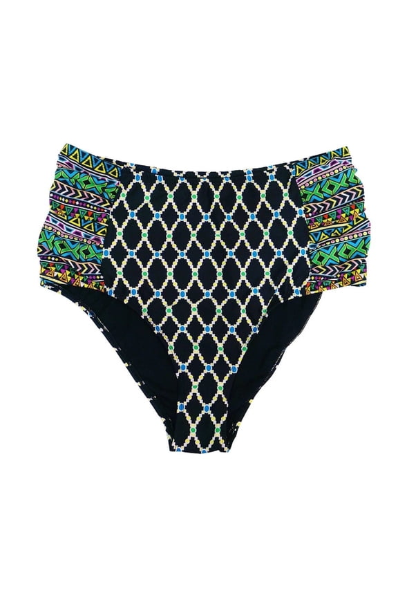 Black High Waist Shirred Bikini Bottom Plus Size Women's 20W