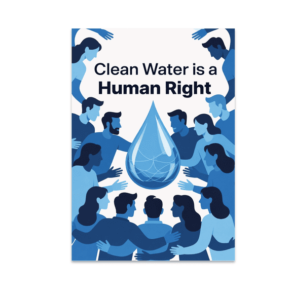 Clean Water is a Human Right - Activist Art Enthusiast - 13x19 Poster Print