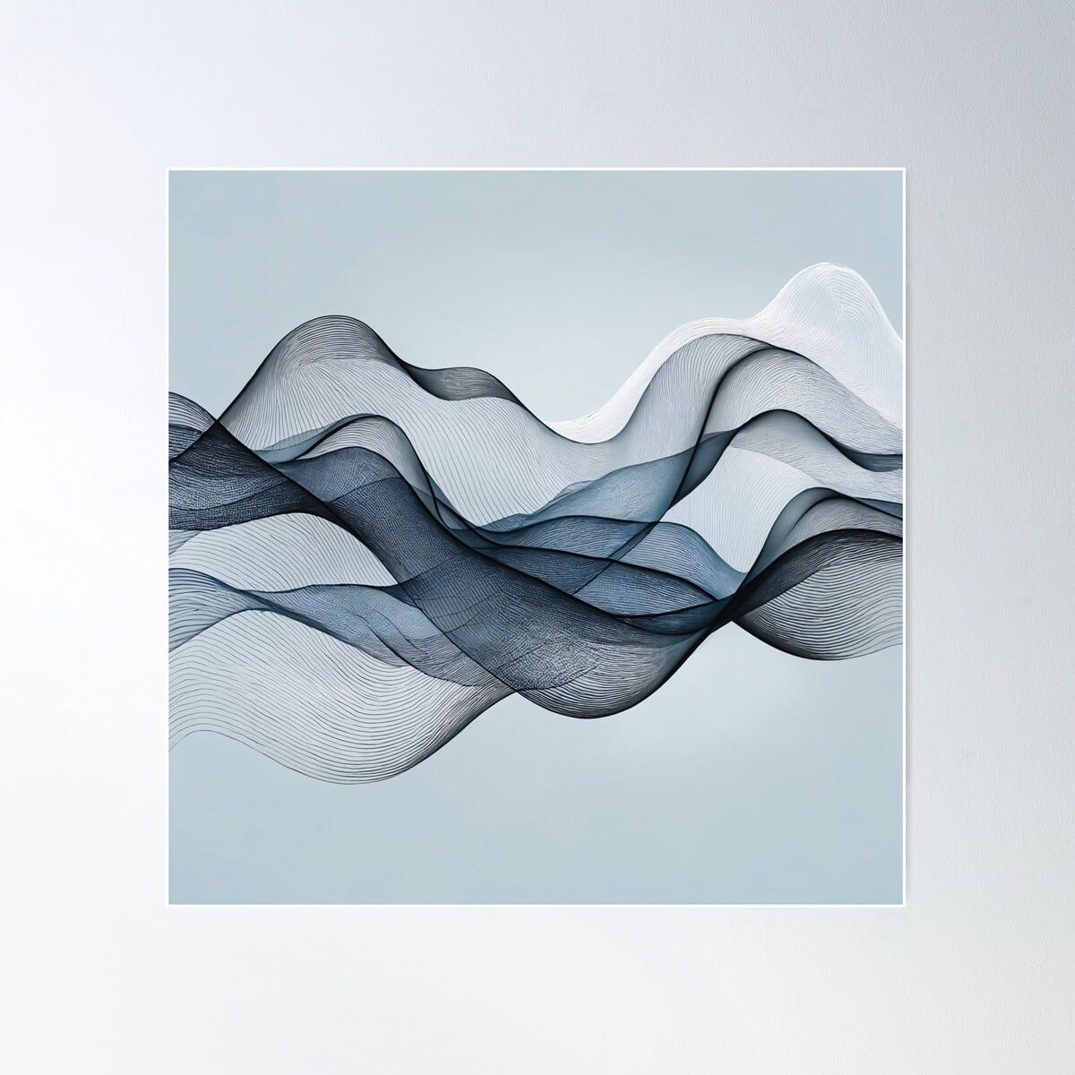 Clean Wave Patterns Poster Wall Art, Modern Wall Decor For Living Room ...