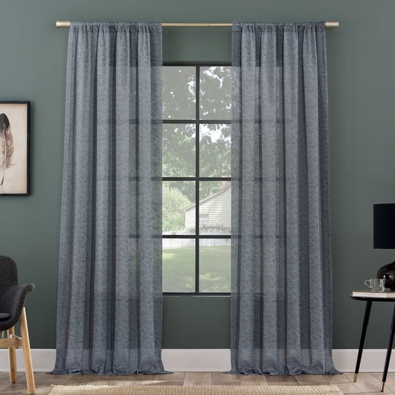 Clean Window Subtle Foliage Recycled Fiber Sheer Curtain Panel , 50