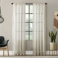 thumbnail image 1 of Clean Window Textured Slub Stripe Anti-Dust Curtain Panel,52" x 63", Linen, 1 of 9