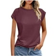 thumbnail image 1 of Clean Women Summer Tops Cap Sleeve Tee Shirts Scooped Neck Tunic Blouses Basic Pure Short Sleeve Tops Causal Slim Fitted T Shirts Lounge Breathable Tunics Dressy Work Business Clothes 2025, 1 of 6