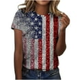thumbnail image 1 of Clean Womens 4Th of July Tee Plus Size T-Shirts American Flag Graphic Tee Shirts Round Neck Tunic Tops Short Sleeve Tees Blouses Light Breathable Top Shirts Independence Day Tunics Going Out Outfits, 1 of 5