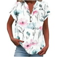 thumbnail image 1 of Clean Womens Floral Tunic Tops Henley Neck Tee Button Down Short Sleeve Shirts Tie-Dye T-Shirt Dressy Causal Tunic Blouses Holiday Beach Party Tees Clothes, 1 of 5
