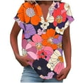 thumbnail image 1 of Clean Womens Floral Tunic Tops Henley Neck Tee Button Down Short Sleeve Shirts Tie-Dye T-Shirt Dressy Causal Tunic Blouses Holiday Beach Party Tees Clothes, 1 of 5