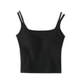 thumbnail image 1 of Clean Womens Strapless Self Bra Tank Tops U-Neck Sleeveless Shirts Plain Basic Tunic Tee Tight Fitted Camisole Sleepwear One Piece Seamless Bra Support Push-Up Underwear Training Yoga Clothes, 1 of 6